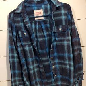 Button down flannel navy blue